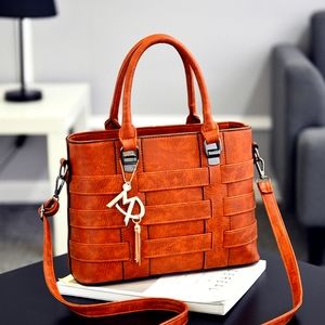 Woven Front Satchel - Chestnut